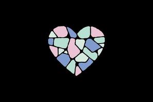 piso de pavimentação romântico colorido amor coração pedra tijolo logotipo design vetor