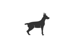 vetor de design de logotipo de silhueta de cachorro doberman pinscher em pé