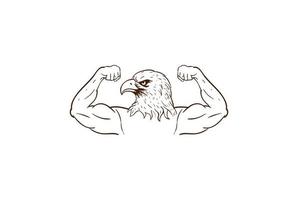 falcão de falcão de águia muscular vintage para vetor de design de logotipo de clube de esporte de academia de ginástica