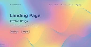 página de destino de modelo de web colorido gradiente conceito de design de página de destino de site digital - vetor