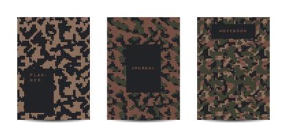 caderno de capa de resumo de camuflagem militar e militar vetor