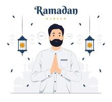 homem na ilustração do conceito de ramadan kareem vetor
