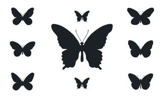 conjunto de silhueta de borboletas. ilustração vetorial vetor