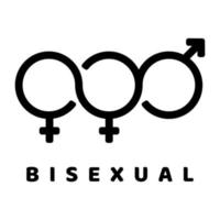 ícone de glifo de vetor relacionado ao símbolo de gênero bissexual. isolado no fundo branco. ilustração vetorial.