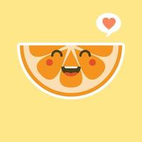 personagem de desenho animado fofo e kawaii laranja. ilustração de personagem de fruta orgânica feliz saudável. frutas cítricas que são ricas em vitamina c. azedo, ajudando a se sentir fresco.
