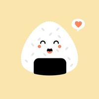 ilustração vetorial. design de logotipo de personagem onigiri bonito e kawaii. bola de arroz do japão. vetor