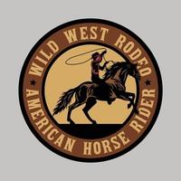emblema vintage de rodeio do oeste selvagem de cowboys vetor