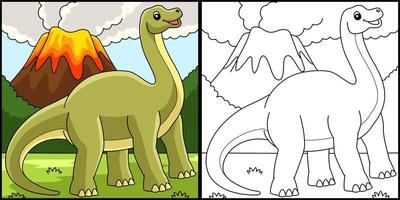 ilustração de página para colorir de dinossauro brontossauro vetor