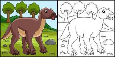 ilustração de página para colorir de dinossauro iguanodonte vetor