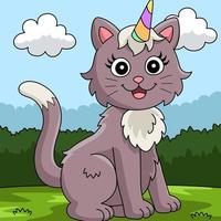 ilustração de desenho animado colorido de unicórnio de gato vetor