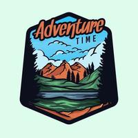 logotipo colorido do distintivo de hora de aventura vetor