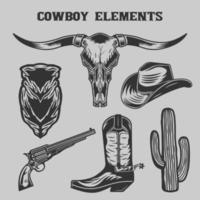 elementos de cowboys do oeste selvagem vetor