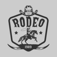 emblema vintage de rodeio do oeste selvagem de cowboys vetor