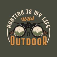 distintivo de emblema de caça e aventura binocular vintage vetor