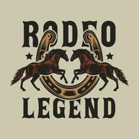 emblema vintage de rodeio do oeste selvagem de cowboys vetor