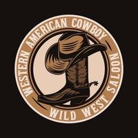 distintivo vintage de cowboys do oeste selvagem vetor
