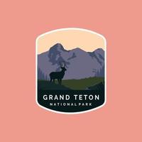 ilustração do logotipo do patch do emblema do parque nacional grand teton vetor