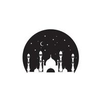 mesquita islâmica com lua à noite logotipo vetor ícone símbolo ilustração design