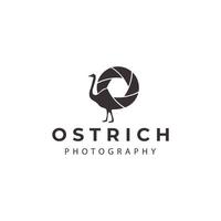 avestruz com logotipo de câmera de fotografia vetor ícone símbolo ilustração modelo de design