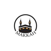 kaaba islâmica do logotipo da meca com design de ilustração de símbolo de ícone de vetor de círculo