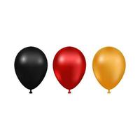 realista brilhante ouro, ilustração em vetor balão preto e vermelho isolado no fundo branco. balões para aniversário, feriados, festas, casamentos.