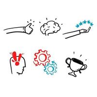 símbolo de elemento doodle desenhado à mão para competência, habilidades e conceito de conhecimento no vetor de estilo doodle