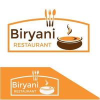 garfo colher e faca isolado ilustração vetorial de logotipo de restaurante biryani vetor