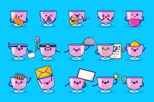 coleção de personagens de bebida rosa vetor