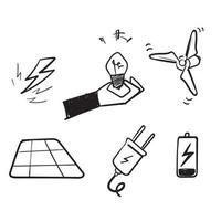 vetor de ilustração de ícone relacionado à eletricidade de doodle desenhado à mão isolado