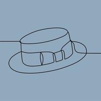 desenho de linha contínua no chapéu vetor