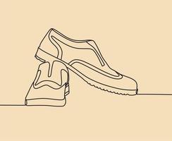 desenho de linha contínua em sapatos vetor
