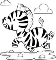 alfabeto de livro de colorir de animais. isolado no fundo branco. zebra de desenho vetorial. vetor