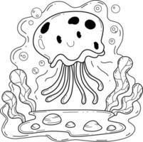 alfabeto de livro de colorir de animais. isolado no fundo branco. medusas de desenho vetorial. vetor