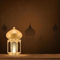 fundo islâmico com lanterna de lâmpada dourada. vetor