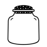 ilustração em vetor de um frasco com tampa. contorno preto de um frasco de vidro isolado em um fundo branco. rabisco, monocromático