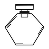 ilustração vetorial de garrafa de vidro. balão isolado em branco. contorno preto da lata. doodle desenhado à mão. esboço da embarcação. frasco pentagonal vetor