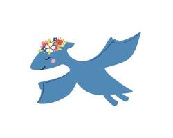 ilustração em vetor pterodáctilo voador bonitinho. menina dinossauro