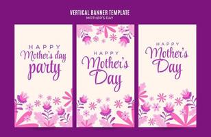 feliz dia das mães banner web retrô para pôster vertical de mídia social, banner, área espacial e plano de fundo vetor