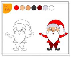 livro de colorir para crianças, desenho animado papai noel com um sinal. vetor