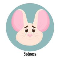 personagem de rato com uma cara triste. expressão facial. sentimentos de personagem de rato vetor