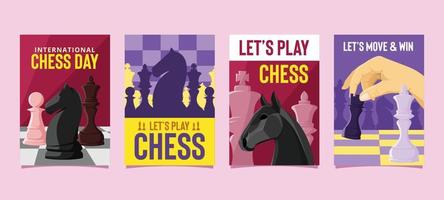 cartão de dia internacional de xadrez vetor