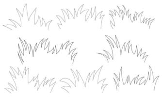 linha de grama preto e branco, vetor de contorno de grama grátis