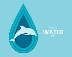 dia mundial da água com estilo de papel golfinho vetor