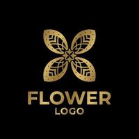 elemento de design de logotipo de vetor decorativo de flor dourada abstrata