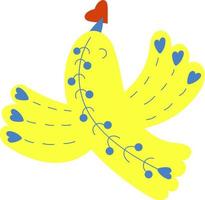 pássaro amarelo-azul decorativo. ilustração vetorial. cor da bandeira ucraniana. personagem de pássaro voador para decoração, design, decoração e impressão vetor