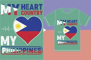 meu coração, meu país, minhas filipinas. desenho vetorial de tipografia vetor