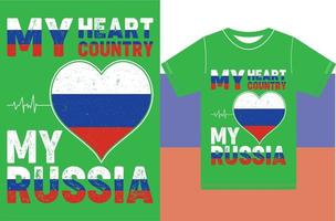 meu coração, meu país, minha Rússia. desenho vetorial de tipografia vetor