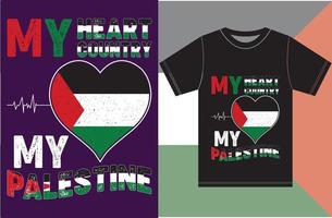 meu coração, meu país, minha Palestina. desenho vetorial de tipografia vetor