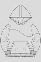 hoodie oversized contorno desenho vector, hoodie oversized em um estilo de desenho, contorno de modelo de treinadores, ilustração vetorial. vetor