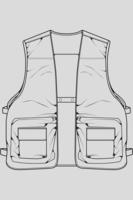 vetor de desenho de contorno de saco de colete de peito, saco de colete de peito em um estilo de desenho, contorno de modelo de treinadores, ilustração vetorial.